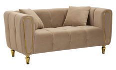 Canapé beige velours matelassé design élégant Alma