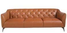 Canapé chester en cuir marron clair KEVIN – Élégance moderne et confort capitonné