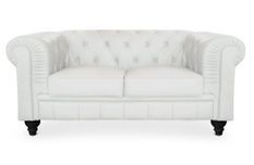 Canapé chesterfield 2 places simili cuir blanc Itish