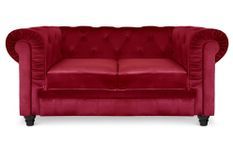 Canapé chesterfield 2 places velours rouge Itish