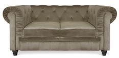Canapé chesterfield 2 places velours taupe Cozji