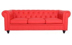 Canapé chesterfield 3 places simili cuir rouge Itish
