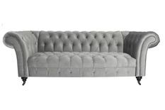 Canapé chesterfield 3 places velours argenté Metanire