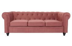 Canapé chesterfield 3 places velours rose Itish