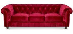 Canapé chesterfield 3 places velours rouge Itish