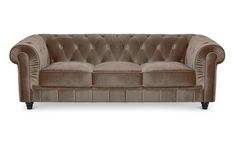 Canapé chesterfield 3 places velours taupe Itish