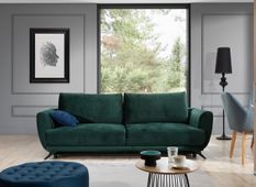 Canapé convertible 3 places tissu MAGY 242 cm - Pieds métal noir