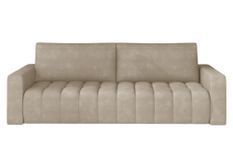 Canapé convertible 3 places velours beige clair avec coffre de rangement Larko 245 cm