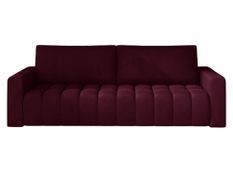 Canapé convertible 3 places velours bordeaux avec coffre de rangement Larko 245 cm