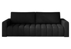 Canapé convertible 3 places velours noir avec coffre de rangement Larko 245 cm