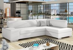 Canapé convertible angle droit simili cuir blanc Polky 272 cm