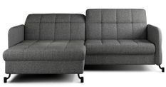 Canapé convertible angle gauche avec têtières réglables tissu matelassé gris foncé Lory 225 cm