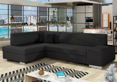 Canapé convertible angle gauche simili cuir noir Polky 272 cm