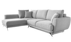 Canapé convertible angle gauche tissu gris souris Savary 280 cm