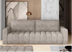 Canapé convertible 3 places tissu capitonné LARKO 247 cm