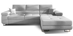Canapé convertible d'angle droit tissu gris clair avec rangement Wile 280 cm