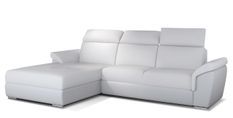 Canapé convertible d'angle gauche simili cuir blanc Suzy 272 cm