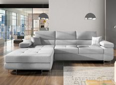 Canapé convertible d'angle gauche tissu gris clair avec rangement Wile 280 cm