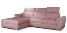 Canapé convertible d'angle gauche tissu rose têtières réglables Suzy 272 cm