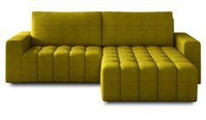 Canapé convertible design tissu matelassé jaune moutarde angle droit Bozen 250 cm
