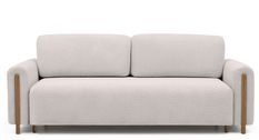 Canapé convertible en tissu bouclette DOVA - Pieds bois massif naturel