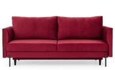 Canapé convertible 4 places velours ROBBY 215 cm – Rangement et pieds métal noir