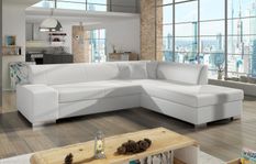 Canapé convertible moderne angle droit simili cuir blanc Plazo 278 cm
