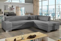 Canapé convertible moderne angle droit tissu gris clair chiné Plazo 278 cm