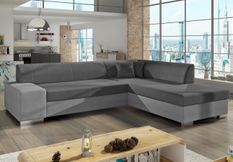 Canapé convertible moderne angle droit tissu gris clair et gris foncé Plazo 278 cm
