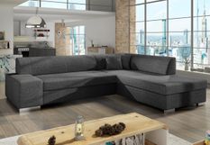 Canapé convertible moderne angle droit tissu gris foncé chiné Plazo 278 cm
