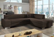 Canapé convertible moderne angle droit tissu marron Plazo 278 cm