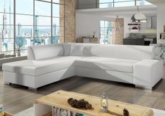 Canapé convertible moderne angle gauche simili cuir blanc Plazo 278 cm