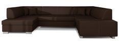 Canapé convertible panoramique simili cuir marron avec coffre de rangement Houston 320 cm