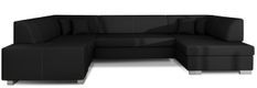 Canapé convertible panoramique simili cuir noir avec coffre de rangement Houston 320 cm