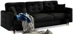 Canapé convertible tissu ANSKA - Pieds bois naturel