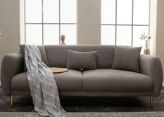 Canapé convertible tissu et pieds doré Birka 210 cm