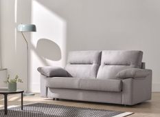 Canapé convertible tissu gris matelas 15 cm Senza 215 cm