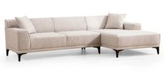 Canapé d'angle à droite moderne en tissu blanc avec 2 coussin Tivano 250 cm