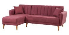 Canapé d'angle à gauche convertible lin rouge guava Bompart 225 cm