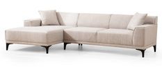 Canapé d'angle à gauche moderne en tissu blanc avec 2 coussin Tivano 250 cm