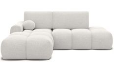 Canapé d’angle convertible 3 places tissu BINUTO 227 cm - Coffre de rangement