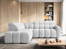 Canapé d’angle convertible 4 places BOBOON en tissu avec coffre de rangement – 258 cm
