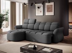 Canapé d’angle convertible 4 places CENTURY en tissu avec coffre – 301 cm