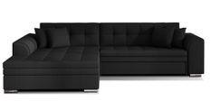 Canapé d’angle convertible 4 places LOOKA en tissu avec pieds en métal chromé – 296 cm