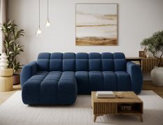 Canapé d’angle convertible 4 places tissu FENKA 288 cm – Assise électrique & têtières réglables