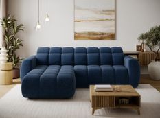 Canapé d’angle convertible 4 places tissu FENKA 288 cm – Assise électrique & têtières réglables