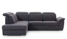 Canapé d'angle convertible 4 places tissu KEPITA - Appuis-tête réglables et rangement