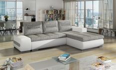 Canapé d’angle convertible 4 places WAKER Bi matiéres Tissu et simili cuir – 275 cm