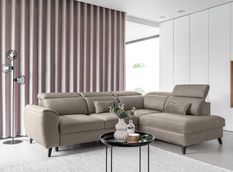 Canapé d'angle convertible avec rangement tissu NOBLESSE - Pieds bois noir