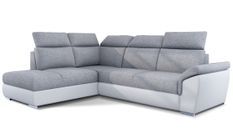 Canapé d'angle convertible en bi-matière KEPITA - Appuis-tête réglables et rangement